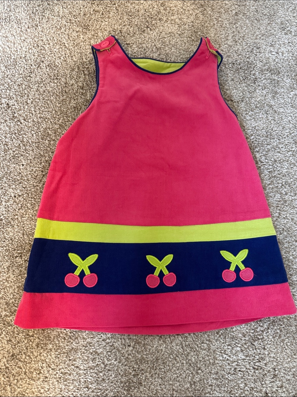 Florence Eiseman Pink reversible Cherries and Apples dress